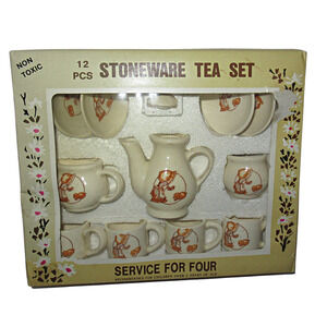 McCrory Corp. Service For Four Vintage Stoneware Child's Tea Set 12 Pieces Boxed